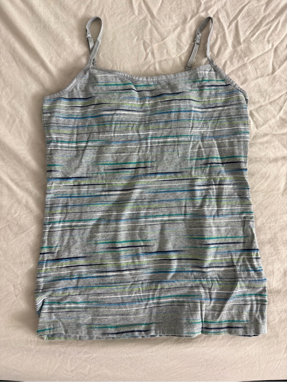 SO Gray Striped Camisole with Blue & Green Lines